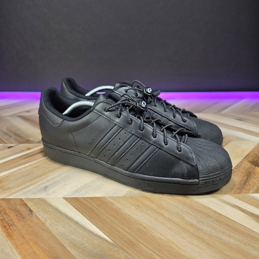 Adidas Superstar Men's 12 Core Black Leather Shell Toe Sneakers EG4957 Low Top